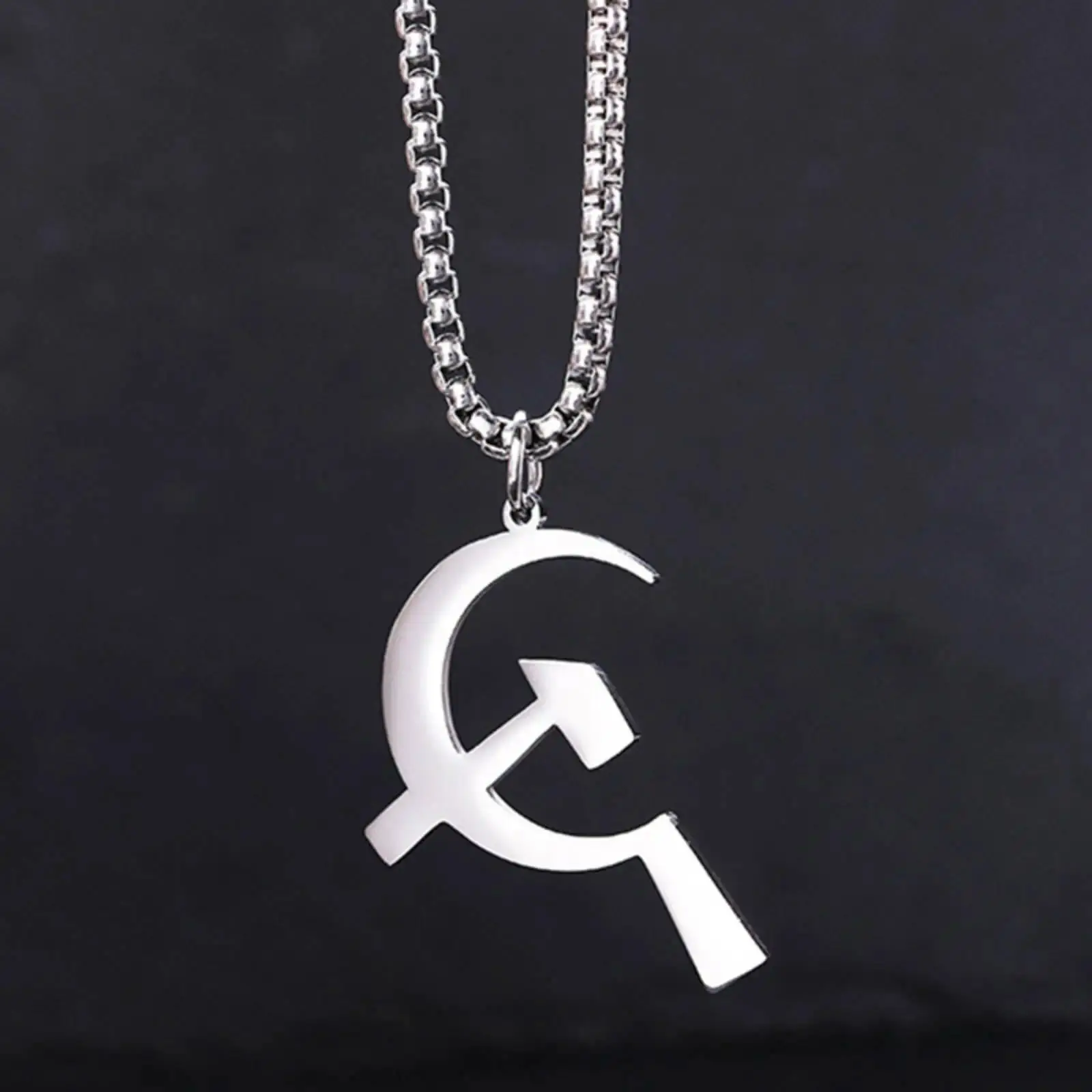 Hammer and Sickle Pendant Necklace Stainless Steel Jewelry Gift For Women Men