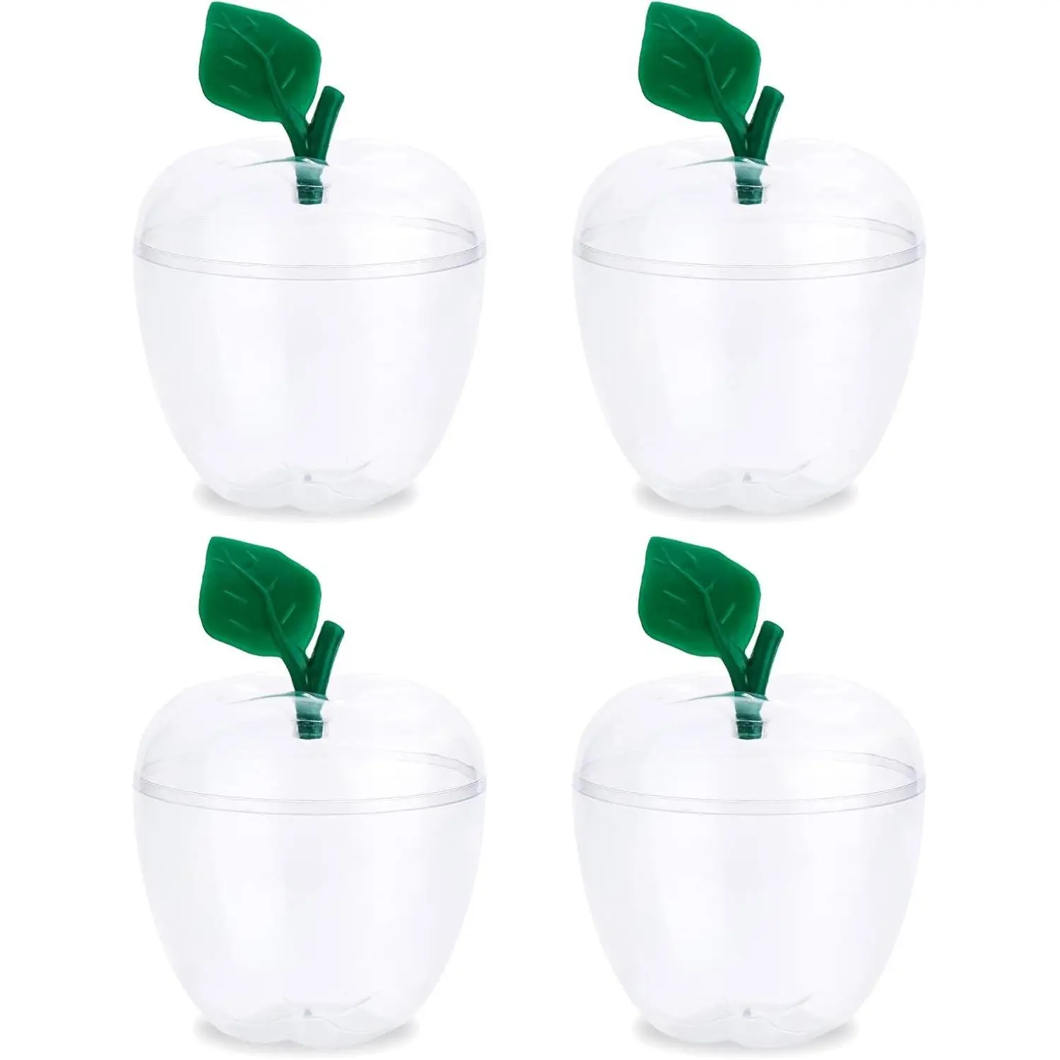 Large Clear Apple Container 4 Pack,Back To School Teacher Appreciation Gifts,Teacher Gifts Mothers Day Gift,Plastic Apple Boxes Filling Containers Jar Classroom Wedding Party Decorations Candy Jar