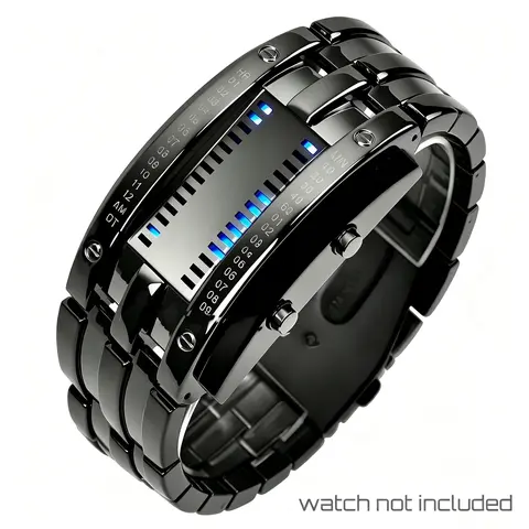 Men's Cool Binary Watch Stainless Steel LED Bracelet Style Fashion Blue Light Sports Watch Vacuum Plated (Band Only)