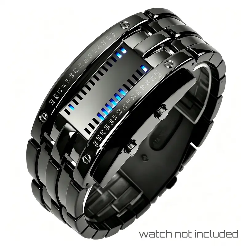Men's Cool Binary Watch Stainless Steel LED Bracelet Style Fashion Blue Light Sports Watch Vacuum Plated (Band Only)