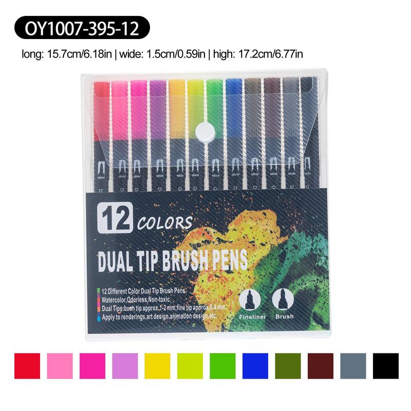 12/24/36/48/60/100/120/132 Colours Double Fibre-Tip Pens,Dual Brush Pen Set,Fine Tip Brush Art Markers for Adult Student Drawing Watercolours Bujo Art Supplies