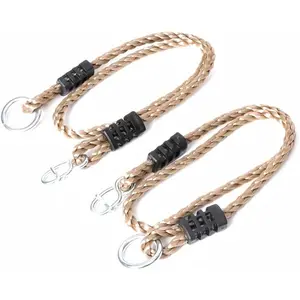 Set of 2 Tree Swing Nylon Ropes Indoor Outdoor Adjustable Hammock Swinging Chair Straps Hanging Kit for Adjustment or Extension - Holds to 700lbs (60 inch, Brown)