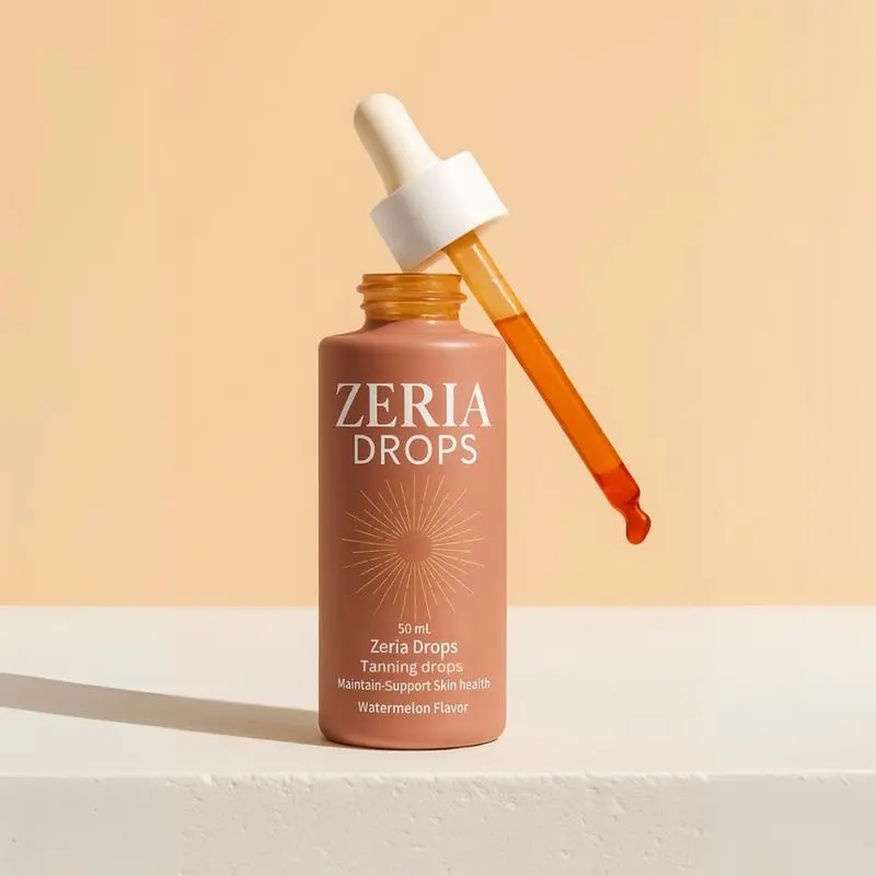 .Zeria Sunless Tanning Drops - Bronze Skin - Melanin Booster with L-Tyrosine and Beta-Carotene - Natural Sun-Kissed Glow - Supports Skin Health and Moisturization - 30-Day Supply