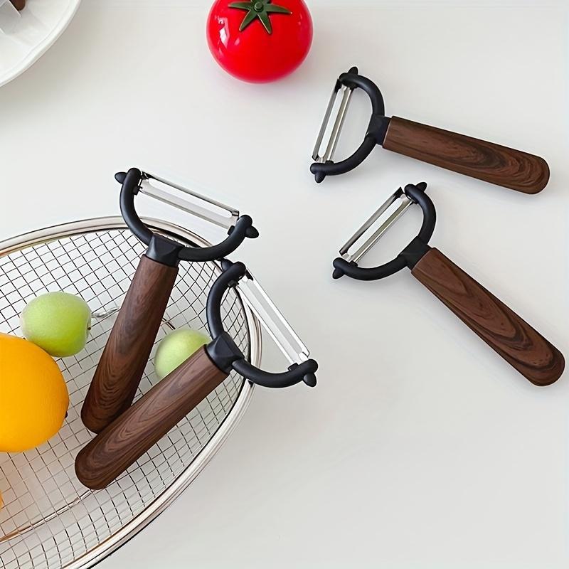Multi-Use Vegetable Fruit Peeler - Vintage Faux Wood Grain, Sharp Stainless Steel Blade, Ergonomic Handle | Peels Potatoes, Apples, Carrots, Dishwasher Safe | Gift-Worthy Home Cooking Tool