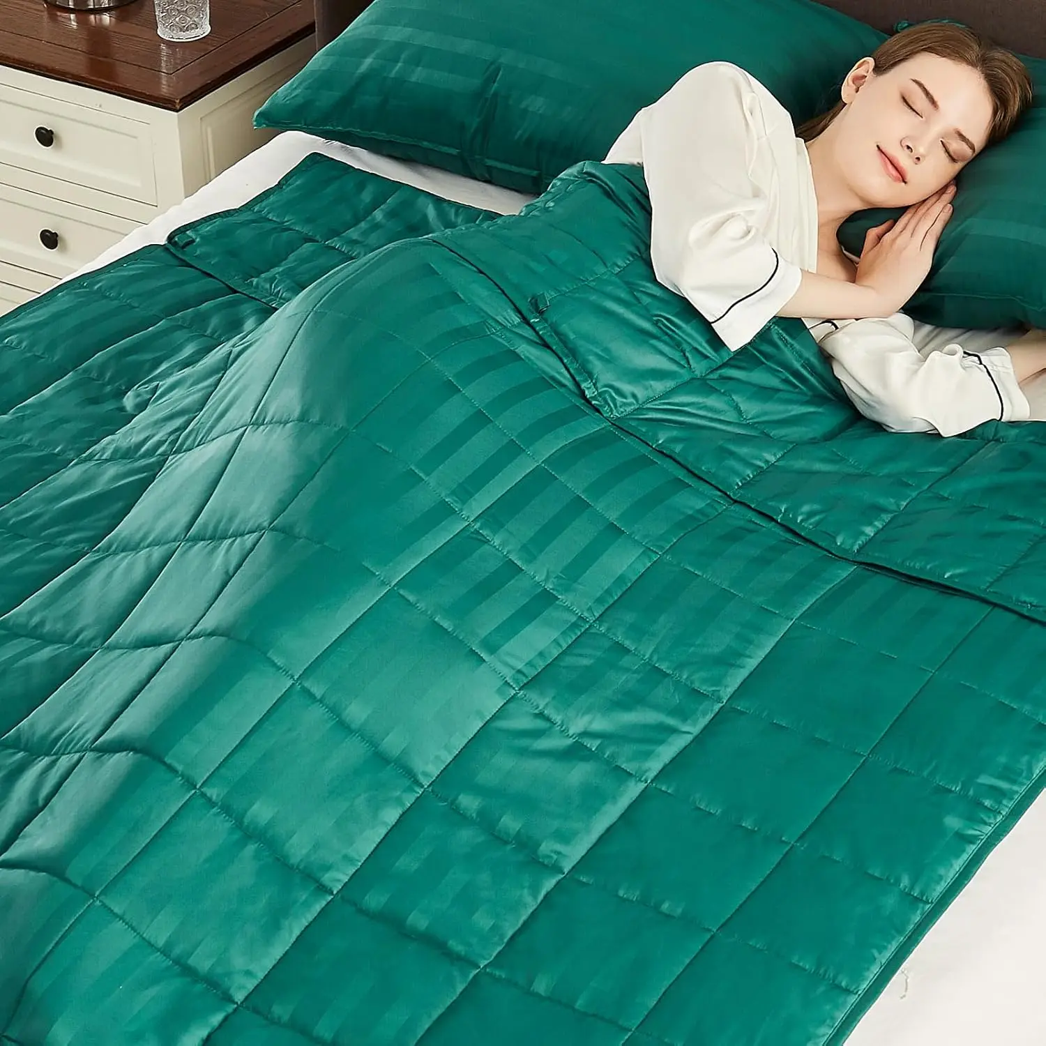 Weighted Blanket Queen/King Size (80"x87" 20lbs),Ultra Soft and Cozy Cooling Weighted Blanket for Adult,Heavy Blanket with Machine Washable Soft Blanket, Green