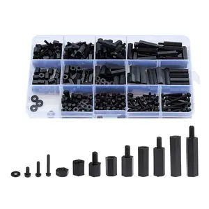 320 count M3 Male Female Nylon Hex Spacer Standoff Screw Nut Threaded Pillar PCB Motherboard   Kit (Black)