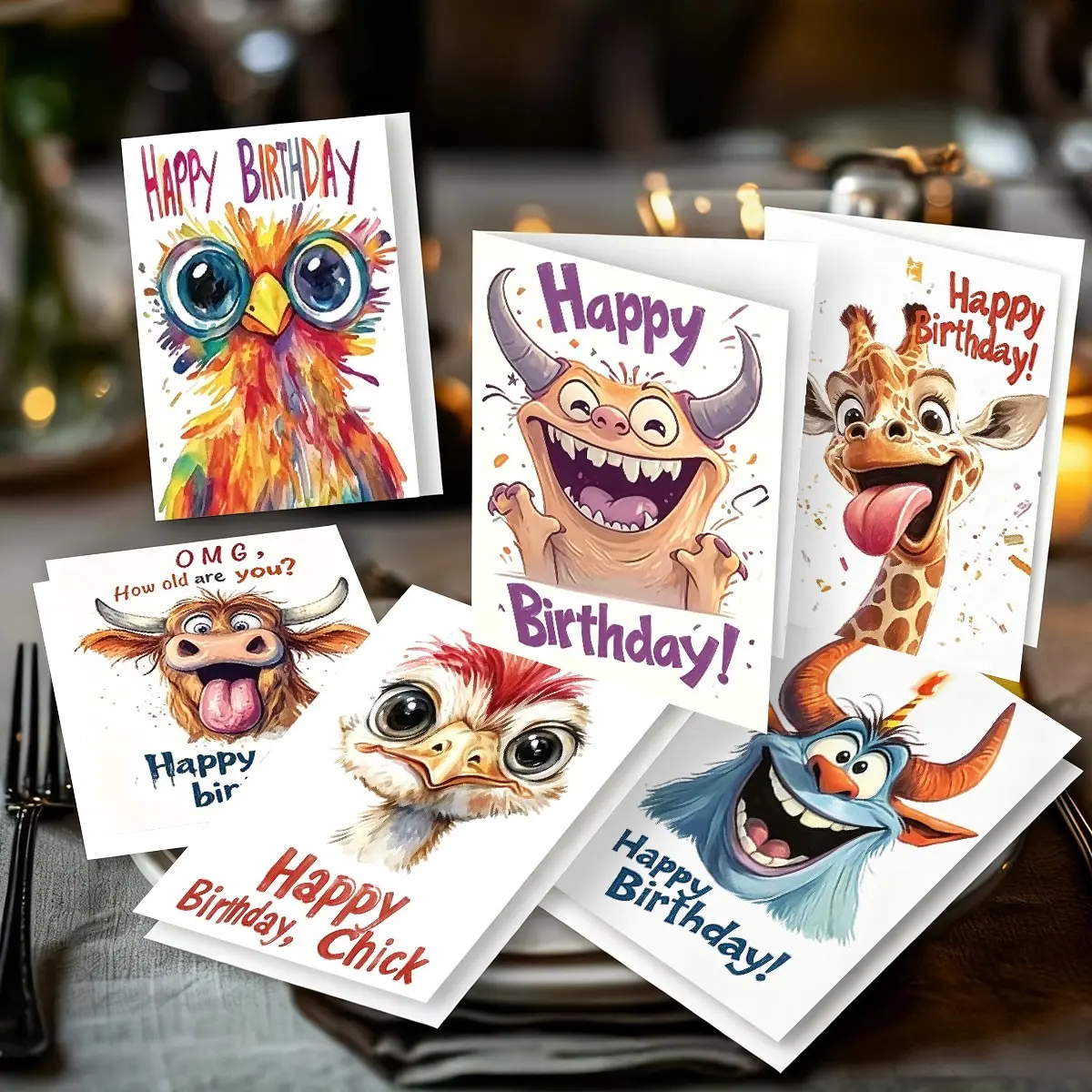 12 Fun Animal Birthday and Thank You Card Set with Envelopes, Perfect for Friends, Teachers, Colleagues, and Employees