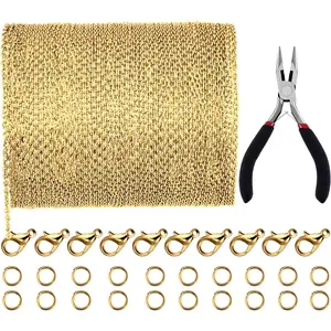39.4  2 mm  Chain for  Making  Link Necklace Chains with 30 count Lobster Clasps and 100 count Jump Rings for DIY  Making Accessories