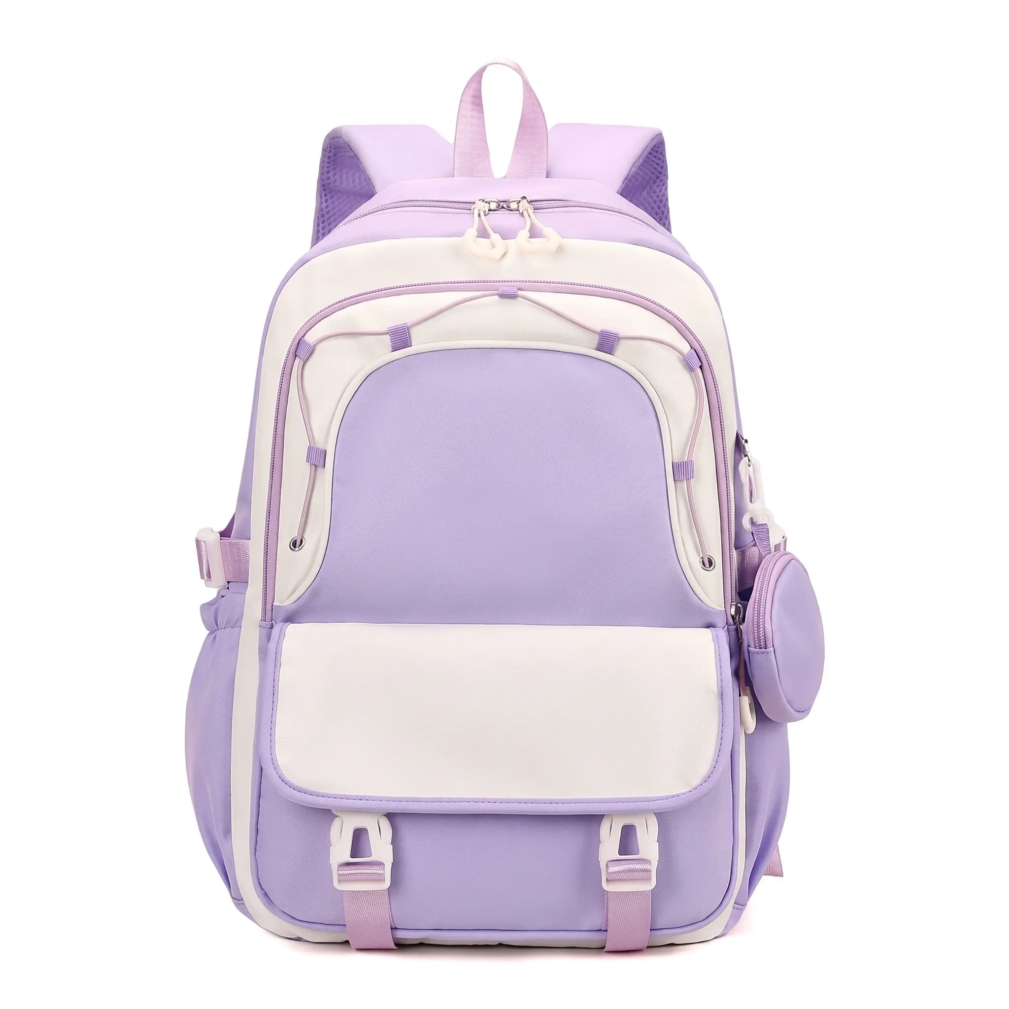 Cozy School Backpack, Chic Plain Oxford Nylon, Large Capacity Durable Lightweight Double Shoulder Bag for Daily Casual Class (Purple, Black, Brown, Blue)