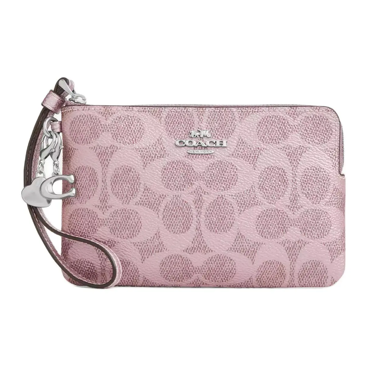 COACH Boxed 16-Letter Logo Handbag with Detachable Pendant, Iridescent Faux Leather and Crossgrain Leather, Small Women’s Pink Clutch
