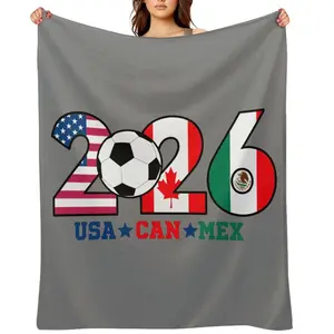 NewJum Cozy Flannel Throw Blanket,Soft Blanket for Couch,Bed & All Season Home Use Soccer Cup 2026 World White - 50"x60"