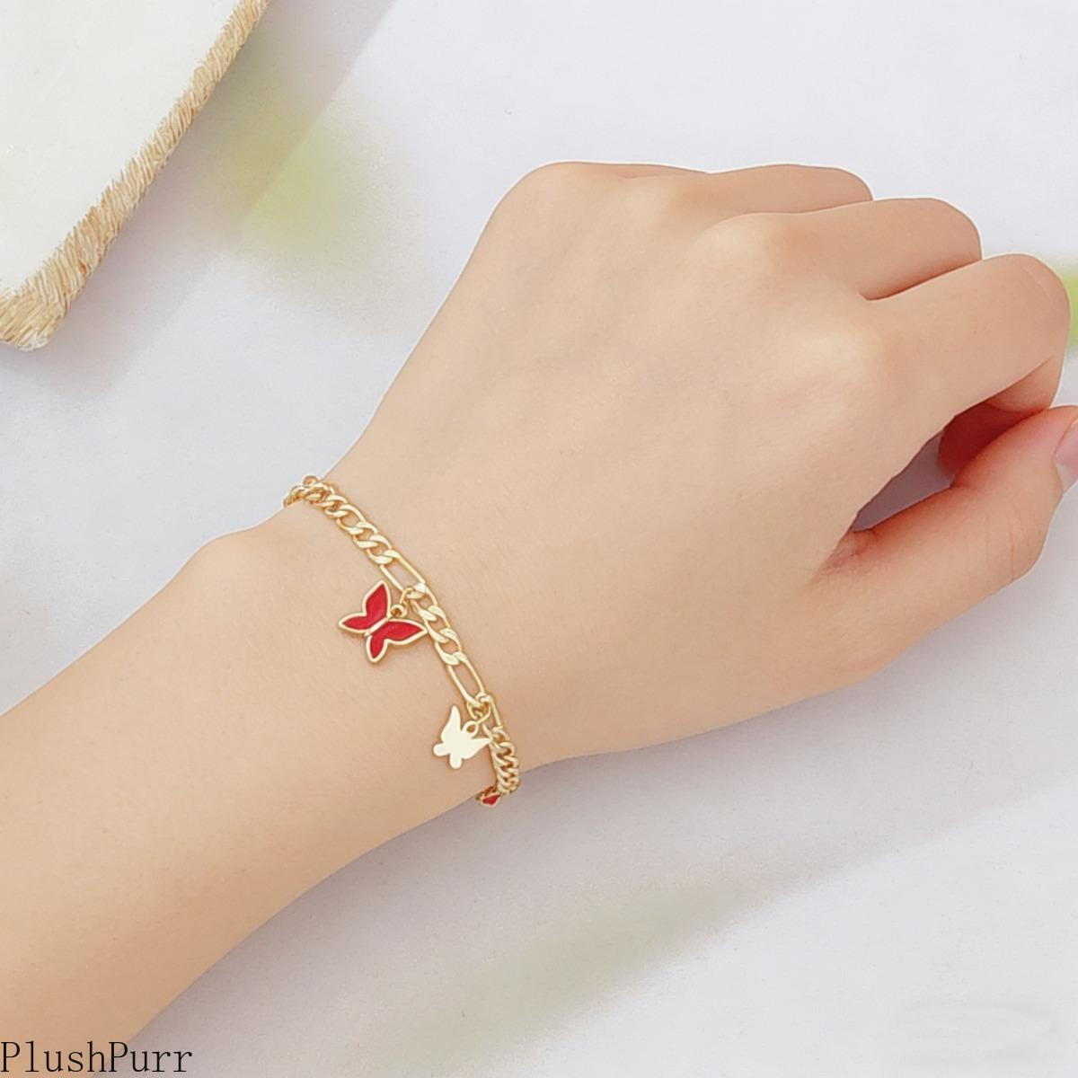 Women's Minimalist Red Butterfly Pendant Bracelet — Stylish and Sophisticated; an Ideal Gift for Everyday Wear, Mother's Day, and Various Special Occasions.