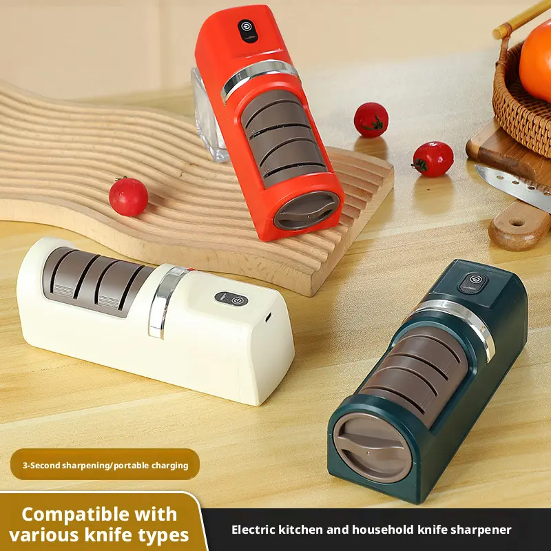 Best-selling electric knife sharpener, household knife sharpening tool, multifunctional fully automatic rechargeable small knife sharpener