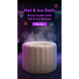 Inflatable Bathtub for Adults with Electric Air Pump, Portable Foldable Soaking Tub for Shower Stall & Small Bathroom, Warm or Cold Soak, 31.5 x 25.6 in