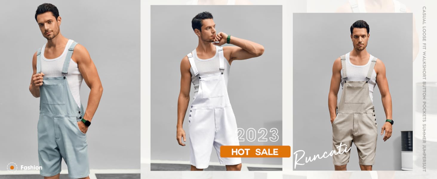 Mens Casual Bib Overall Shorts Lightweight Cotton Loose Fit Denim Jumpersuit Walkshort Pockets Rompers