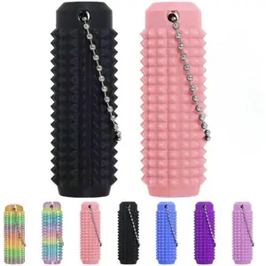 Little Ouchies Pain Stim Fidget Toy for Stress and Anxiety Relief, Spiky Keychain, Novelty Gifts, Blue (2PCS Pink and Black)fidget toys