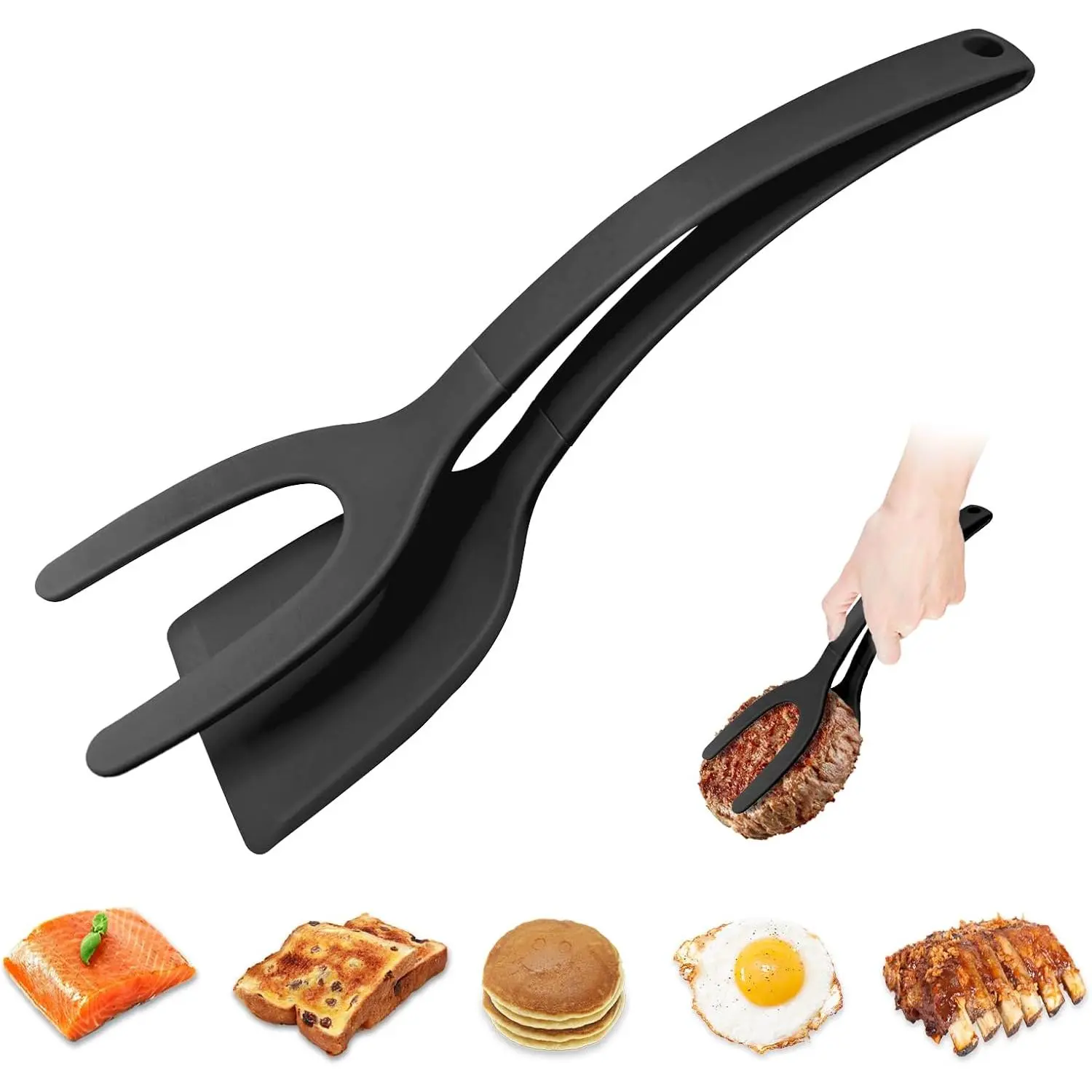 Nylon Kitchen Utensil Set - Lightweight, High Heat Resistant Spatula, Cooking Tongs, Egg Flipper for Nonstick Cookware, Durable Tool for High-Heat Tasks, Ideal for Fish, Eggs