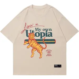 Aelfric Eden Mens Oversized T Shirts Tees Tiger Graphic Tee Print Cotton Tops Streetwear Casual Shirt