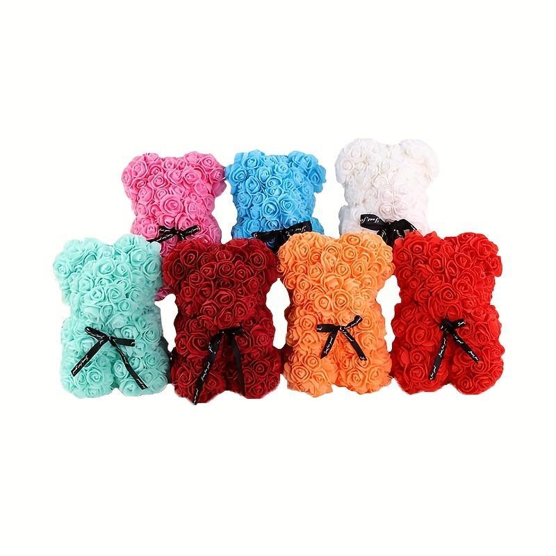 Artificial Rose Bear for Room Decor, 1 Count Colorful Cute Bear Artificial Plants, Flower Bear, Anniversary Gift, Decorative Ornaments, Gifts Ideas, Valentine's Day Gift Idea