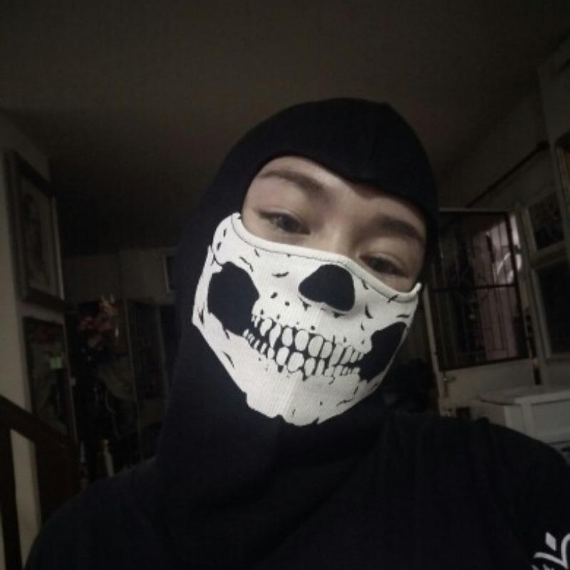 Full Face Mask Black Ghosts Print Balaclava with Skull Printed for Cosplay Party Motorcycle Bike Cycling Hiking Outdoor