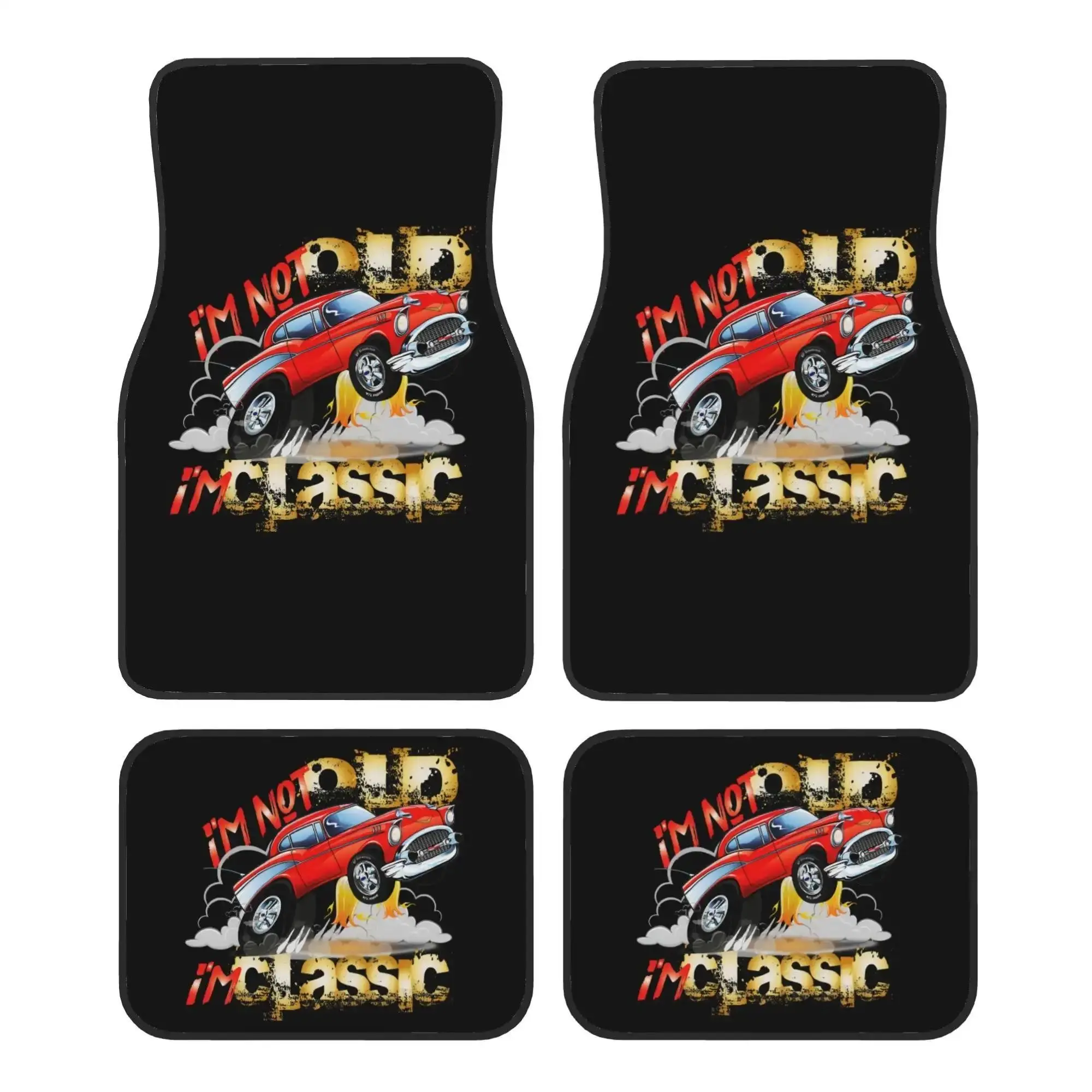 4pcs Retro Car Floor Mats, Non-Slip Base, Fits Most Vehicles, Elegant Interior Decor, Durable for Trucks Suvs, Perfect Gift for Christmas Halloween