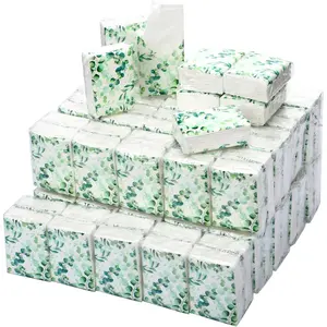 100 Pcs Travel Tissue Packs Bulk 1000 Sheet Small Personal Facial Tissues 3 Ply Pocket Tissues Cute Individual Facial Tissue Packs for Wedding Party Favors(Eucalyptus Leave)