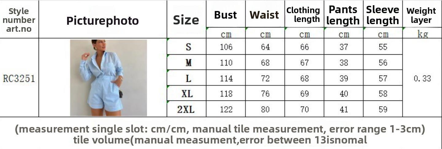 Women's Suit Set Commuting Style Old Money Fashion Casual Short Trousers Long Sleeve Shirt Set