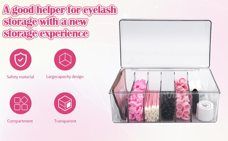 Acrylic Lash Cart Organizer for Lash Techs – Clear Storage Box for False Eyelash Extensions, DIY Lashes & Brows at Home, Separated Lash Trays with Dividers