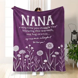 Nana Gifts, Nana Birthday Gift, Nana Purple Blanket, Grandrens Mothers Day Gift For Grandma, Ultra-Soft Blanket Suitable For Nana, Present For Nana, Ultra-Soft Throw, Minimalist Pattern, Modern Grandmother Gift, Ultra-Soft Fabric, Quality 280GSM