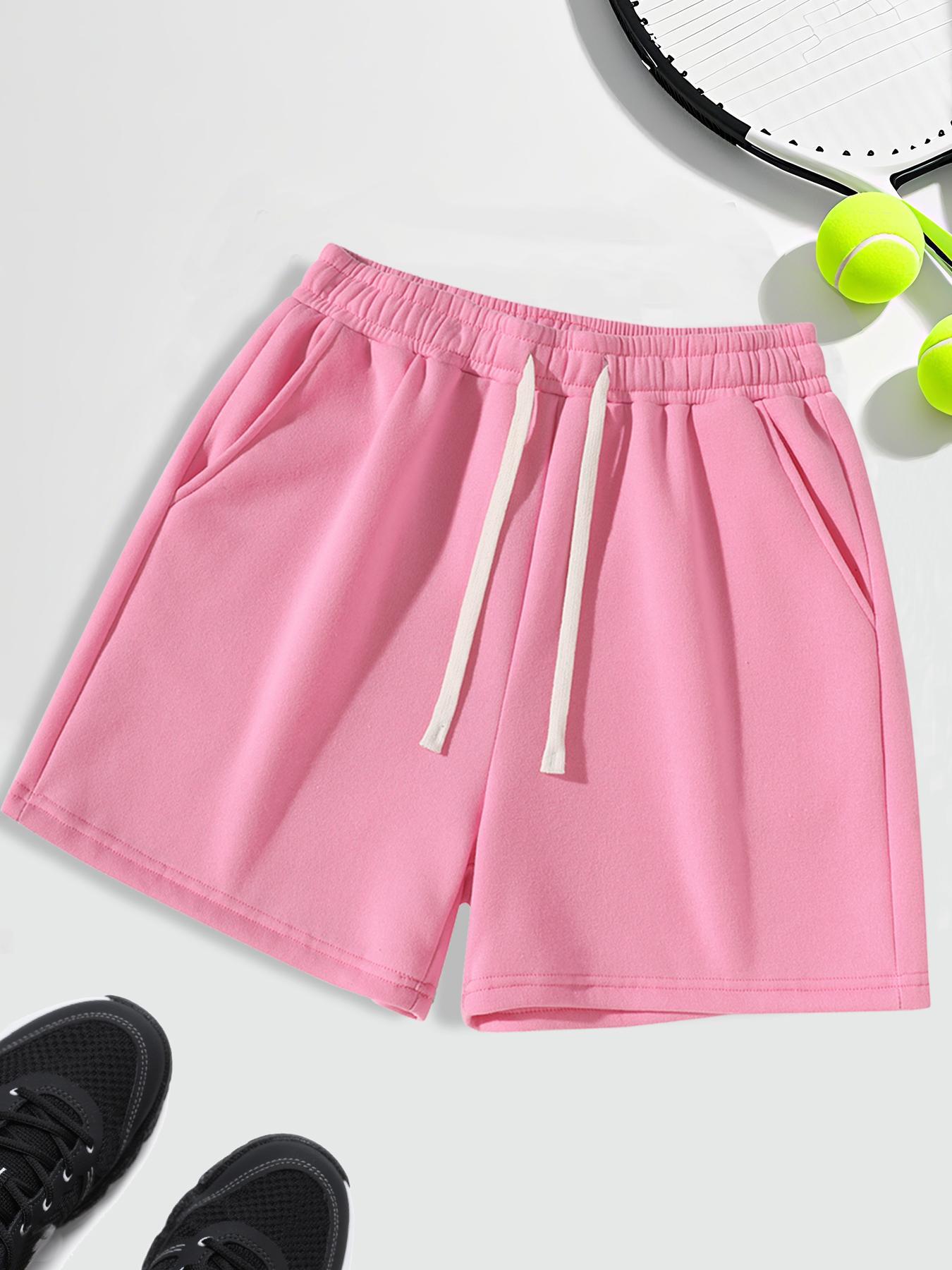 Unisex Drawstring Waist Shorts, Athleisure Casual Shorts, Soft Comfortable Solid Color Basic Style, Suitable for Casual Sports Outdoor Activities