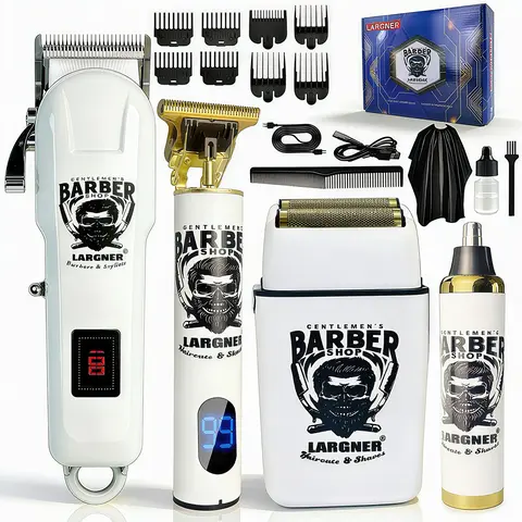 【Black Friday】Professional Cordless Hair Clipper and Shaver Set, Rechargeable Barber Trimmer and Electric Razor Kit with Guide Combs and Grooming Accessories, Gift for Dad, Husband, or Boyfriend