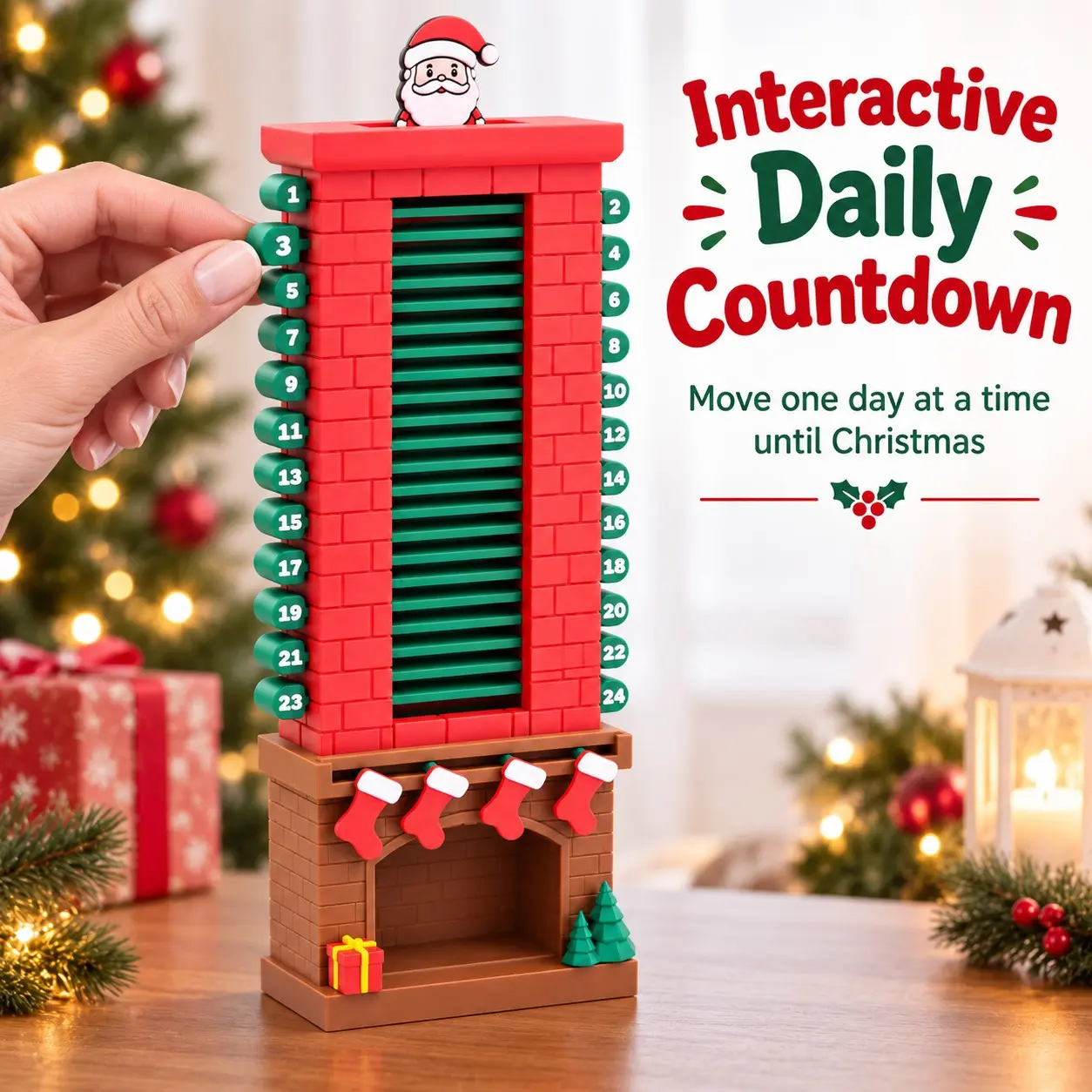 3D Printed Santa Countdown Calendar, Cute Santa Design, 24-Day Christmas Countdown, Perfect Gift, Party Decoration, Holiday Essentials