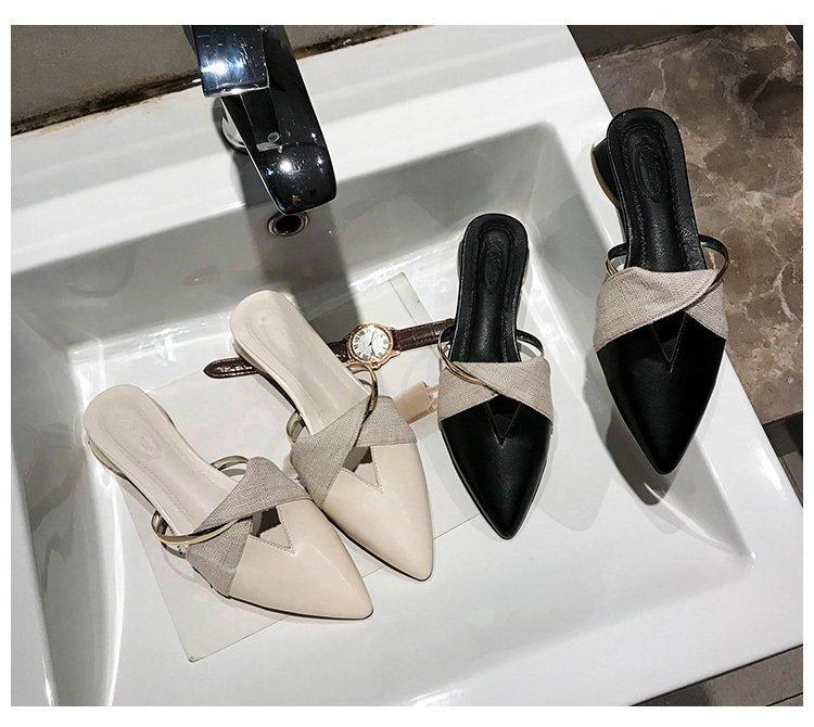 2025 New Women's Closed-Toe Mule Shoes, Fashionable Summer Slip-On Casual Flats, Low Heel Outdoor Slides