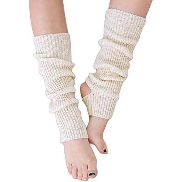 Women's Winter Full-Length Knit Fabric Stirrup Leg Warmers, Extra Soft, for Yoga Ballet Dance (New Model)