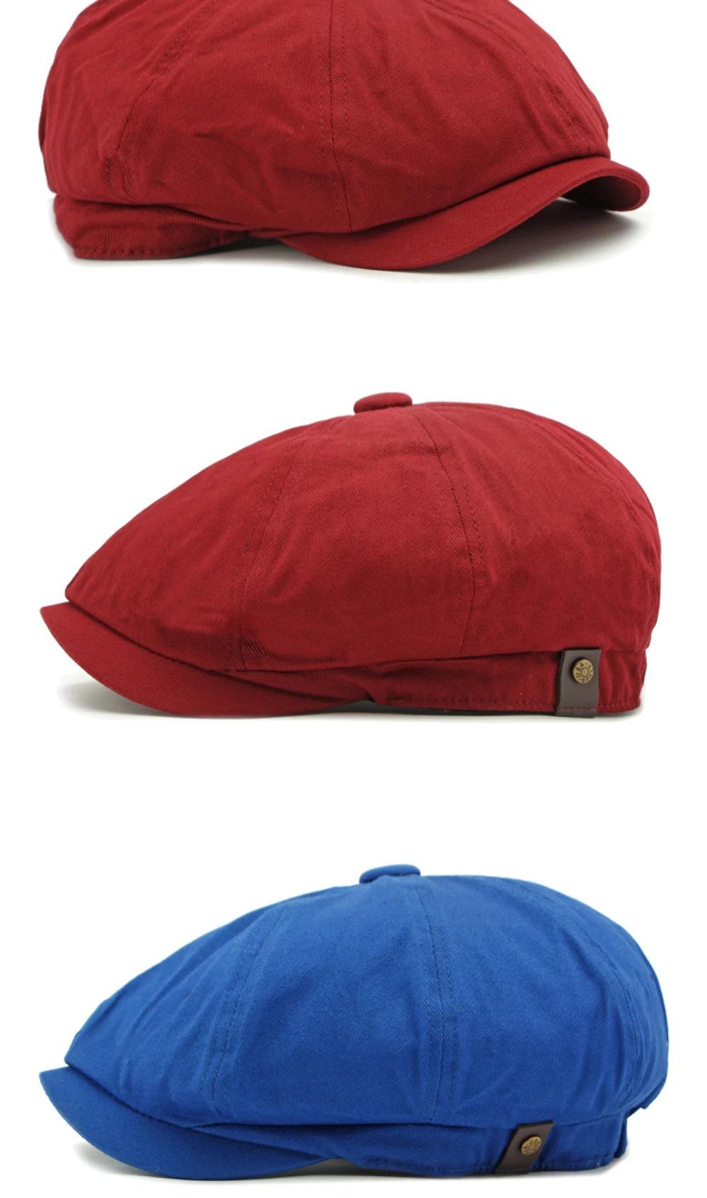 HT4779 Beret Cap New Spring Summer Men Women Cctagonal Cap Vintage Artist Painter Beret Hat Solid Plain Ivy Flat Cap Mens Berets