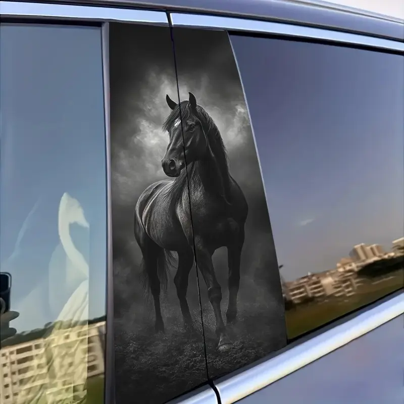 Set of 2 Dark Horse Car B-Pillar Stickers - Sticker for Cars, Long-Lasting Vinyl Protective Layer, Self-Adhesive Shiny Surface, Fantasy-Inspired Setup for Car Exterior Additions, Car Decals