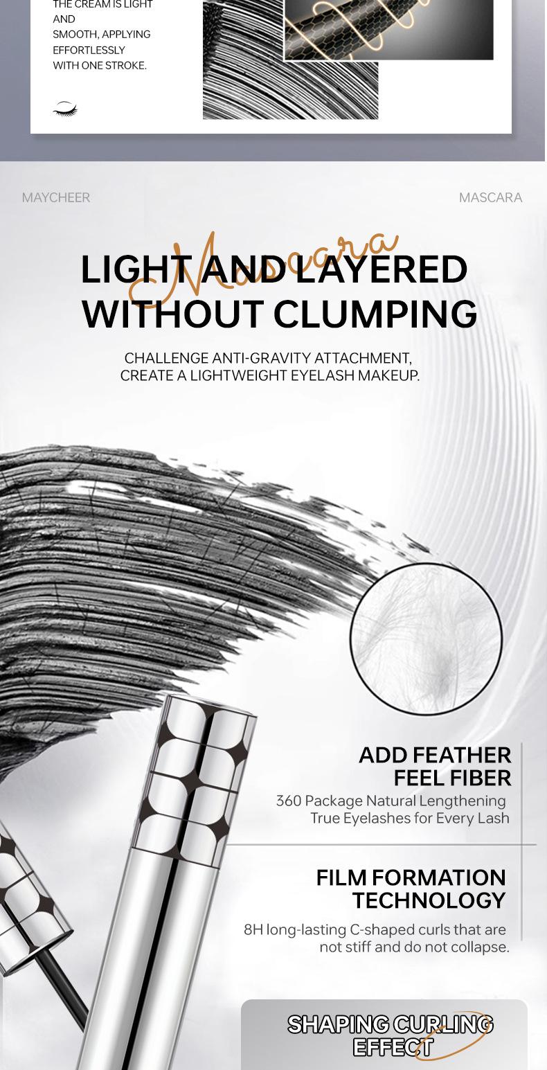 MAYCHEER Zero Gravity Feather-Light Mascara, Lengthening, Curling, Natural, Non-Smudging, Long-Lasting, Waterproof, Setting, for Women