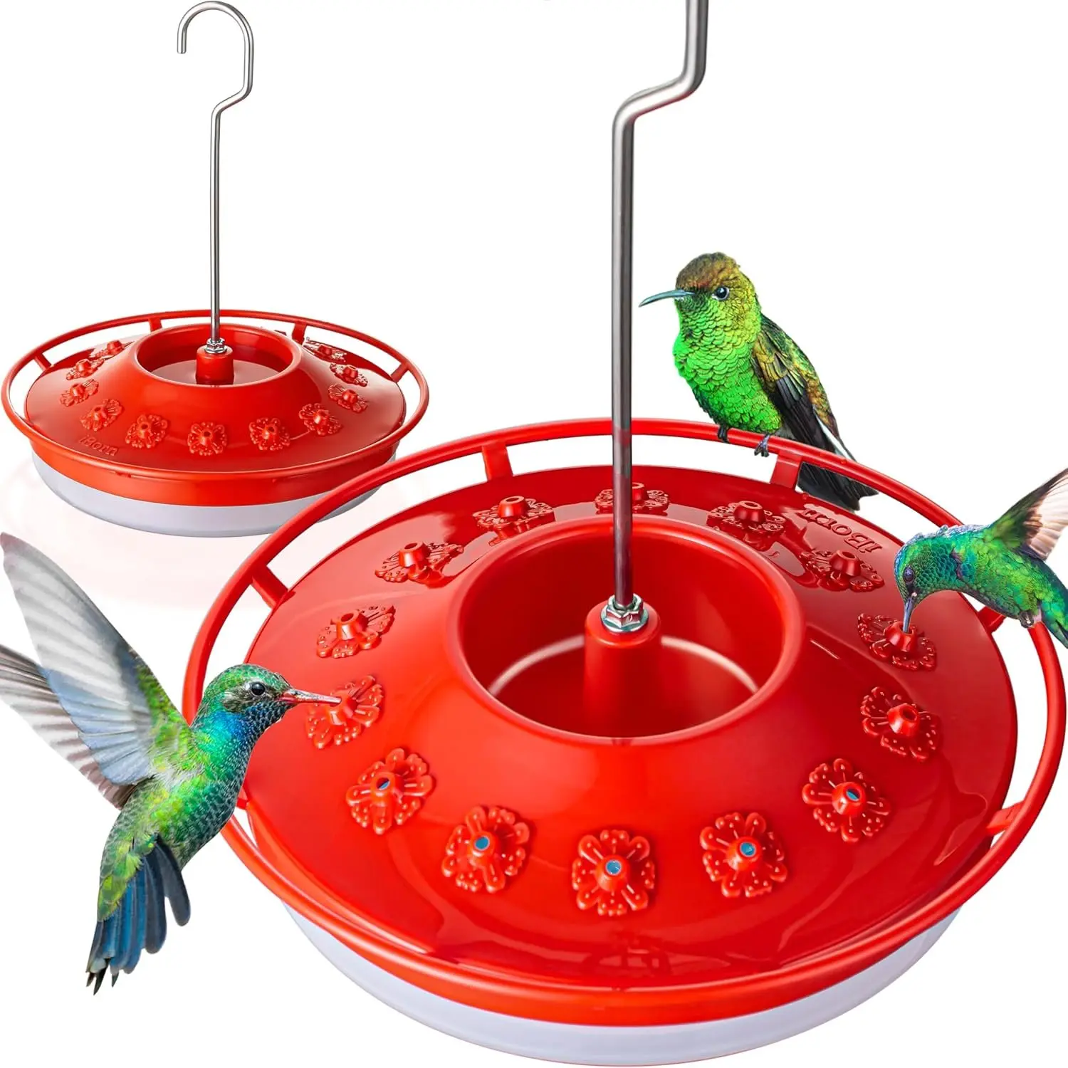Hummingbird Feeders for Outdoors , Proof Hummingbird Feeder with 14 Feeding Ports,13 OZ  Humming Bird Feeders with Ant Moat,Ant Proof No Leak,Easy to Clean and Refill,Red,1 Pack