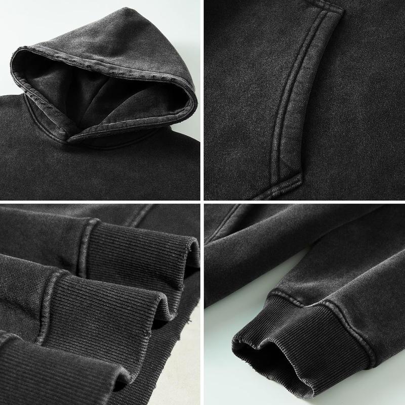 2 Pack Acid Wash Hoodie Oversized Vintage Hoodie Unisex Heavy Weight Hoodie Distress Hoodies for Men Women Couples
