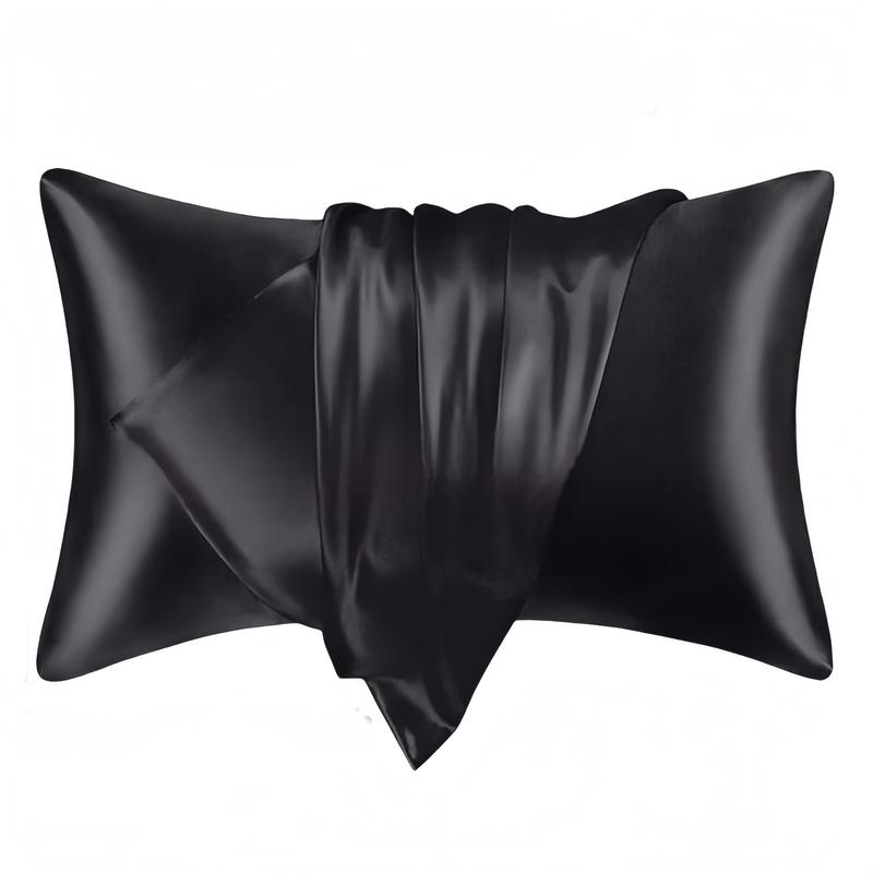 1/2pcs Luxury Soft Silk Pillowcases, Breathable Skin-Friendly Cool Feel, Pure Color Envelope Closure, Bedding Accessories