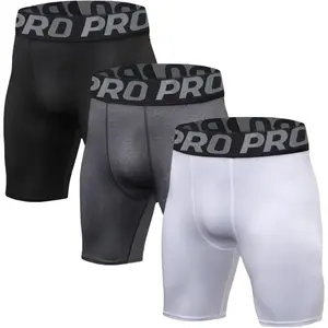 3 Pack Mens Compression Running Shorts Spandex Compression Underwear for Men Athletic Shorts Biking Running