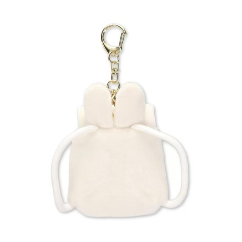 Kawaii Miffy Earphone Case Furry Plush Bunny CoinPurse Keychain for Girls Mini Backpack Purse Multi-Purpose Valentine's Day Gift