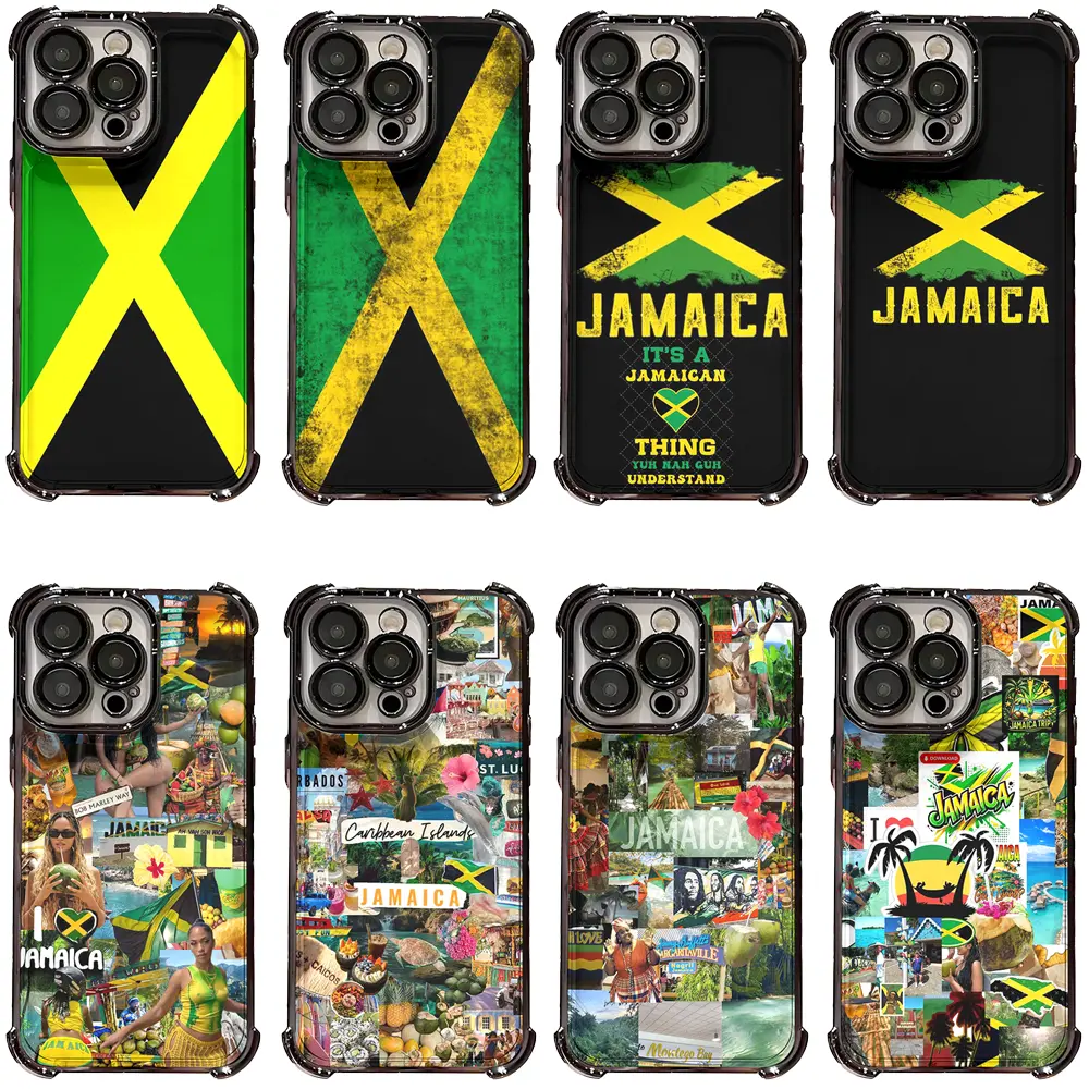 Jamaica National Flag Grunge Vintage Tropical Caribbean Cultural Collage Print Phone Case for iPhone 17/16/15/14/13/12/11 Pro Max/Pro/Plus & Samsung S23/S24/S25/S26 Ultra/Plus,Perfect for Jamaican Expats Reggae Music Fans Patriotic Travel Souvenir Birthda