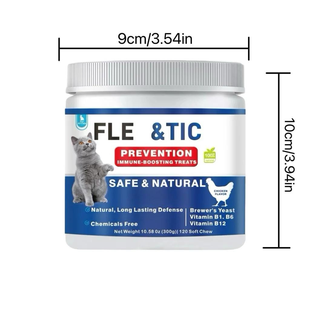 Cat Flea&Tick Control Chewables - Taurine Supplement for Cats-Skin & Coat Health Support- Suitable for All Breeds