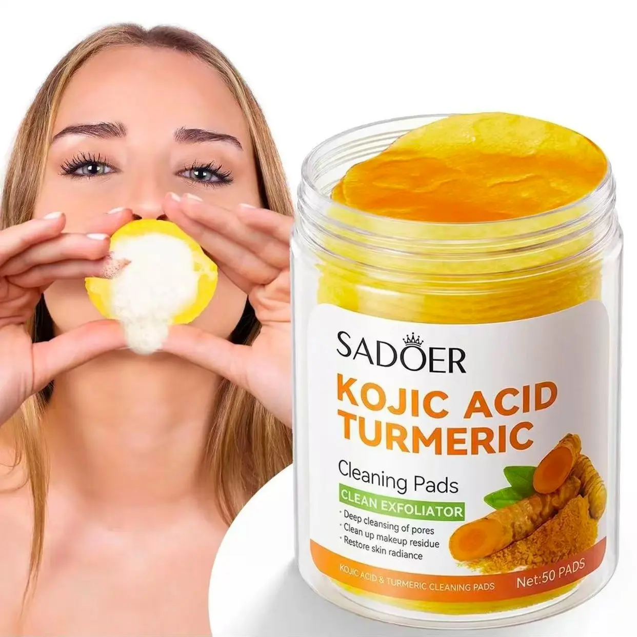 Kojic Acid Turmeric Cleansing Pads Exfoliate forAcne and Dark Spots