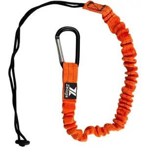 Tool Lanyard Shock Absorbing with Self-Locking Carabiner, Orange