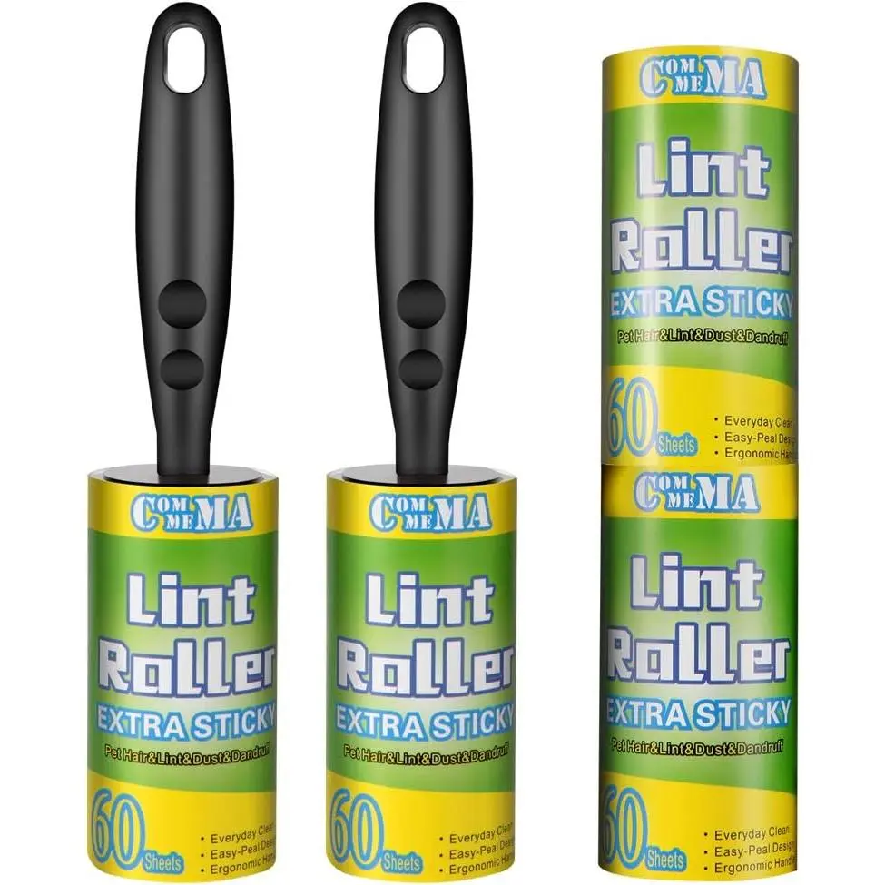 Lint Rollers for  Extra Sticky,  Remover Set Brush for  &  Hair Removal, Clothes, Furniture, 2 Handles with 4 Refills, 240  Sheets