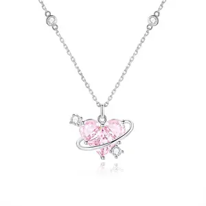 Girly Heart Series Love Planet Necklace, Delicate, Sweet, Romantic, Unique, Valentine's Day Gift, 2026 New Model A10222-XL