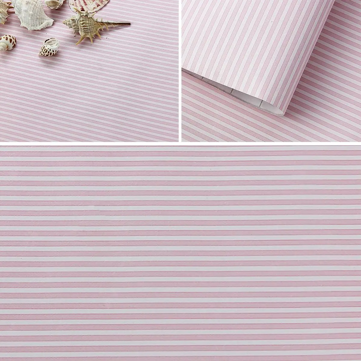 17.7" x 117"  and White Stripe Wallpaper Stick and Peel Contact Paper Self Adhesive Decorative  Wall Covering Cabinets Shelves Liner Drawer Sticker