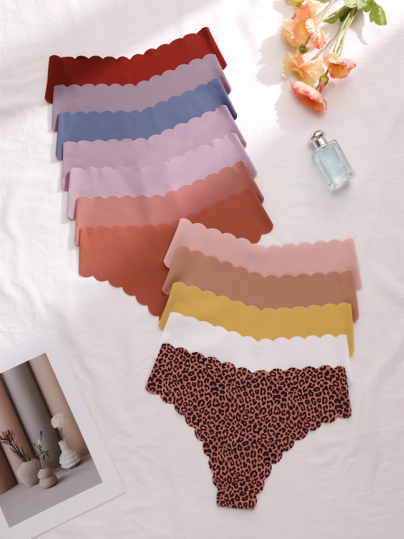 Women's Solid/leopard Print Panty, Soft Comfy Breathable Seamless Knicker for Daily Wear, Ladies Underwear for All Seasons, Fashion Comfy Underwear, Soft Stretch Panties
